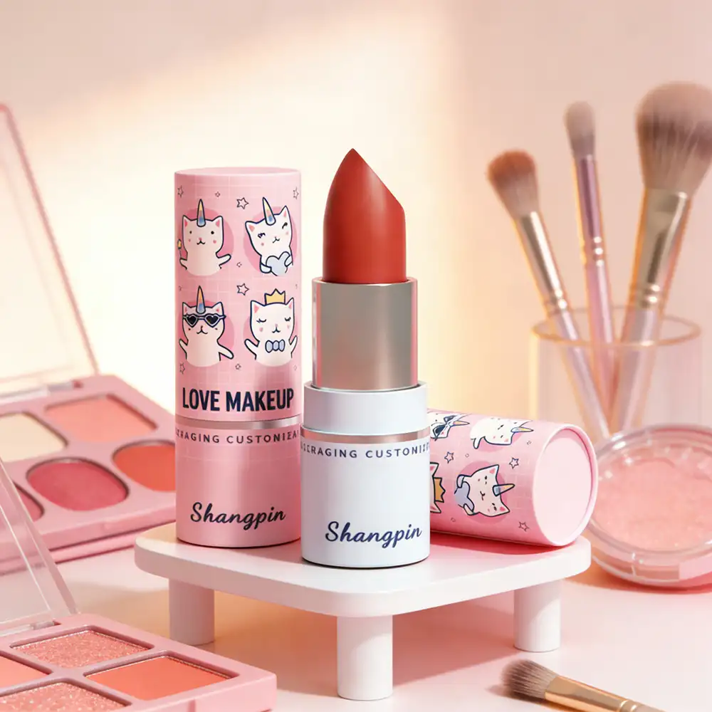 Wholesale Custom logo Cylinder Kraft Paper Cardboard Candle Paper Tube Packaging Cosmetic Lipstick Paper Lip Balm Tube 1