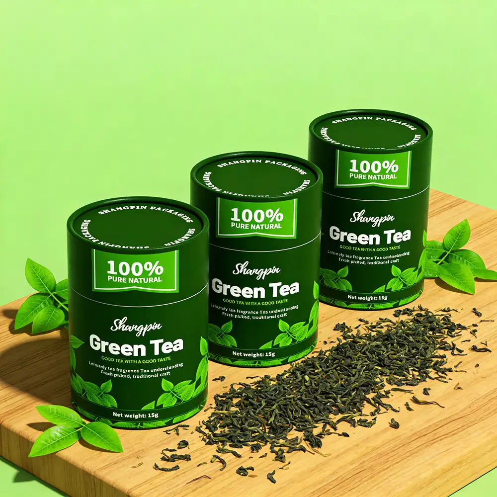 Maßgefertigte, umweltfreundliche, biologisch abbaubare Zylinderverpackung aus Karton für Premium-Tee, Kaffee, Schokolade und losen Tee in Dosen 1