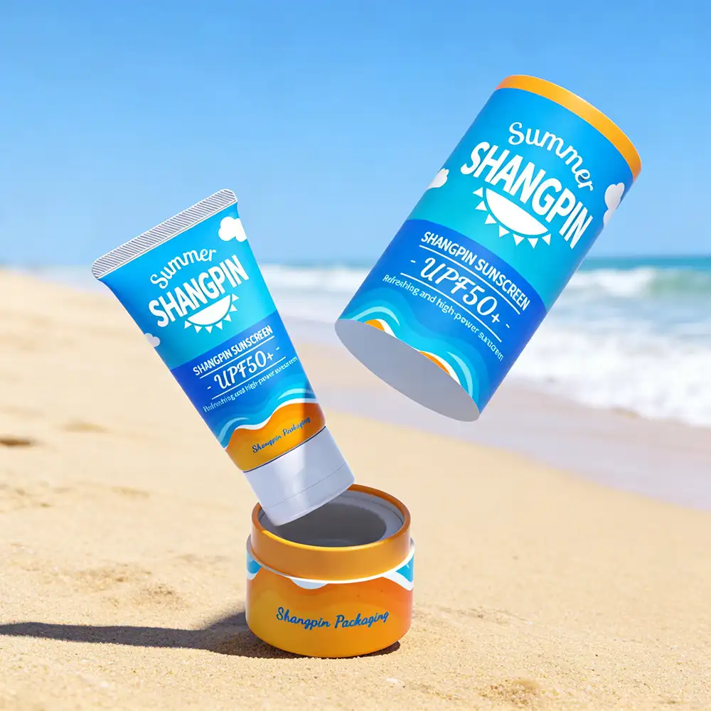 Moisture-Proof Leak-Proof Custom Cylindrical Cardboard for Sunscreen Sun Cream Cosmetics Skincare Packaging Paper Tube 1