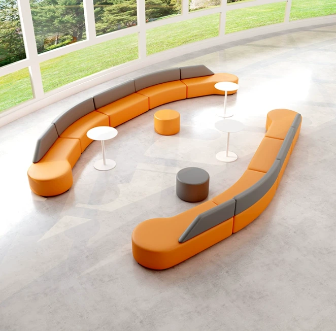 Modular shaped sofa set for office reception and lounge area 1