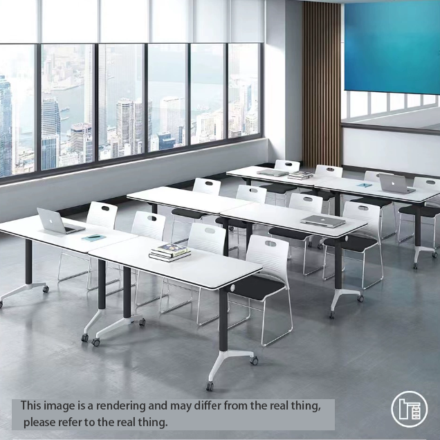 Folding Training Tables and Chairs Set with Wheels, Long and Mobile