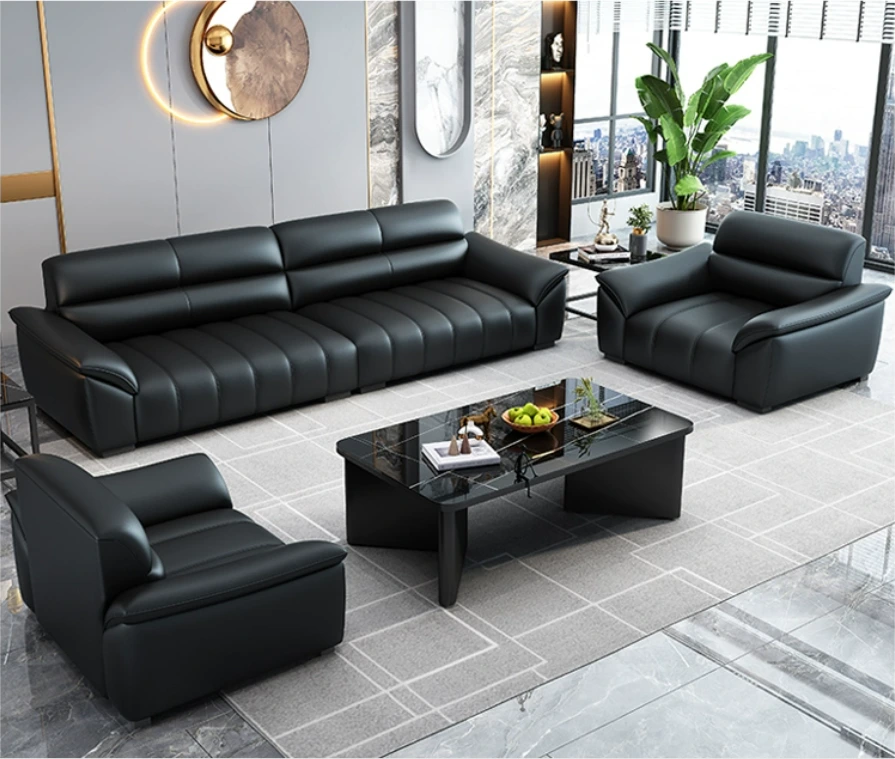 New Leather Office Sofa Modern Simple 1