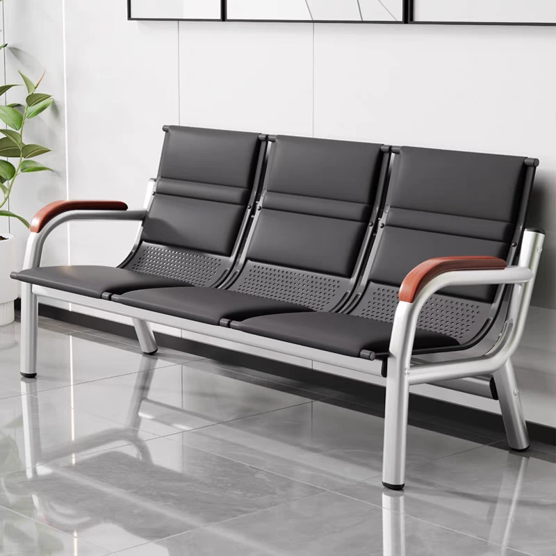 Silla de espera de tres personas de acero Black Hospital Airport Modelo universal 1