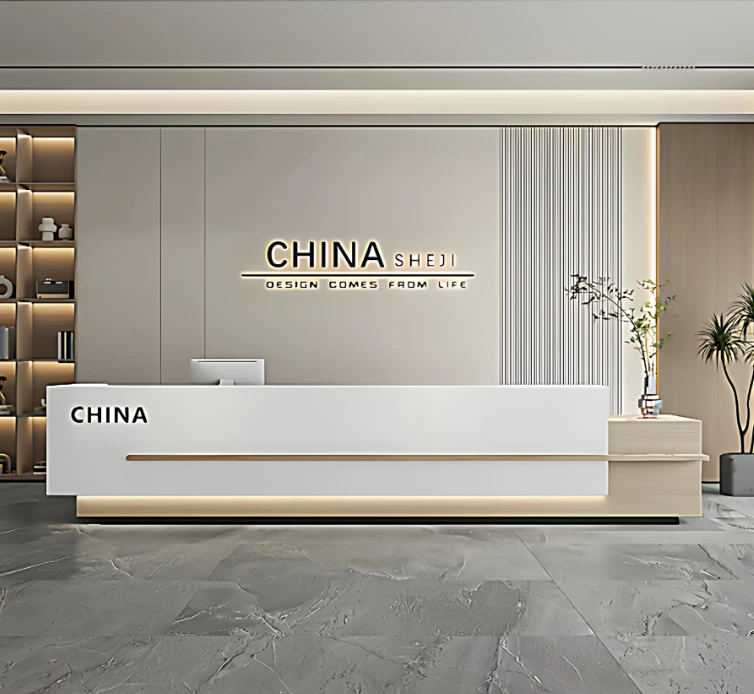 Modern Hotel Reception Desk with LED Lighting & Custom Features - Bespoke Hotel Furnishings for Stylish Design 1