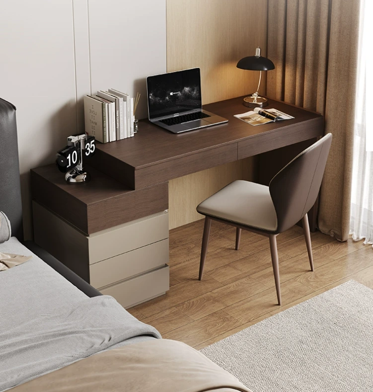 مكتب إيطالي بسيط من الخشب الصلب وطاولة زينة وخزانة بجانب السرير، كل ذلك في واحد، مكتب دراسة وكمبيوتر صغير الحجم وقابل للتمديد لتوفير المساحة. 1