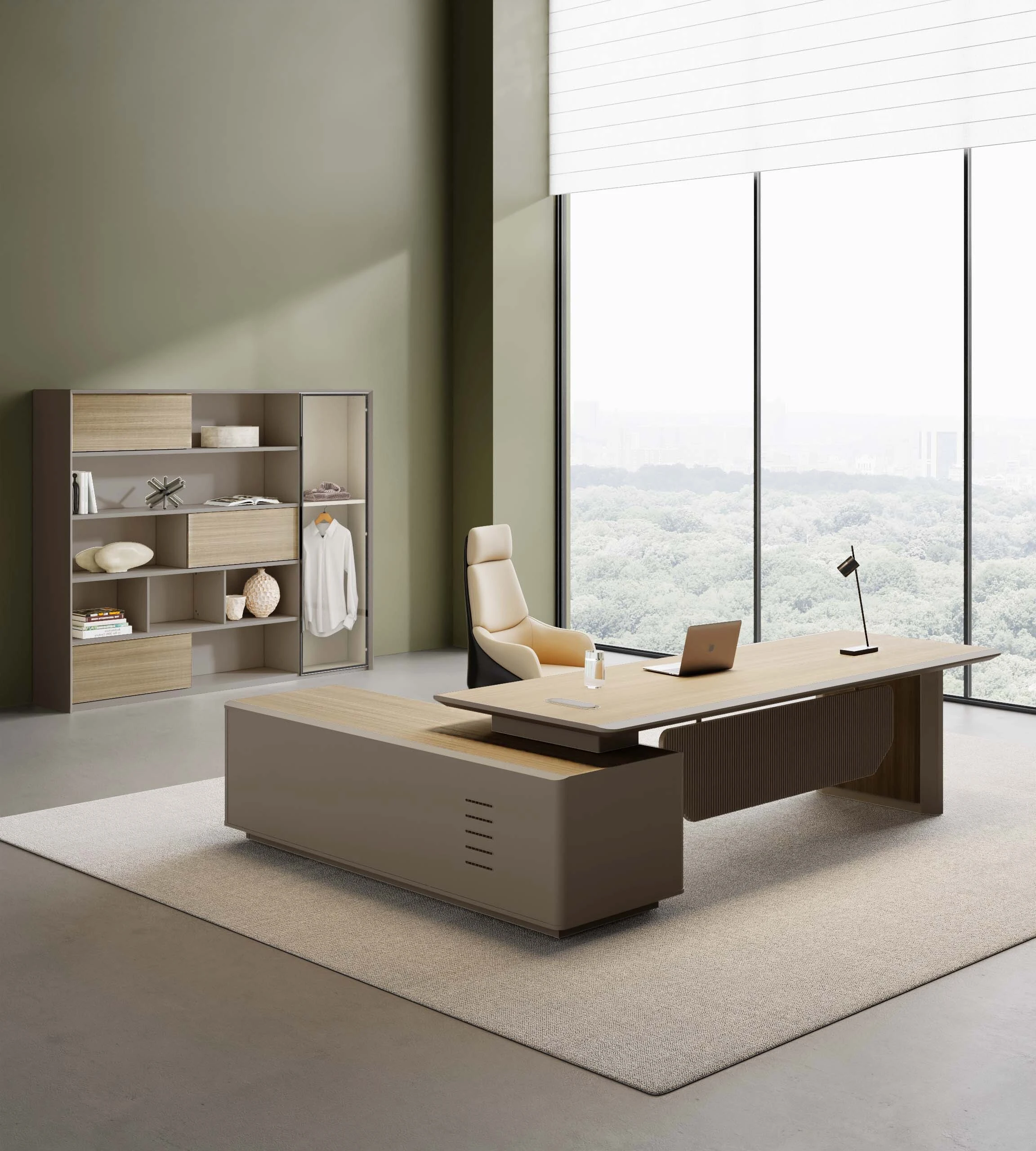 Escritorio ejecutivo moderno de la serie Muco de Zhihon Furniture: escritorio de alta gama para gerentes, fabricado por un fabricante chino de muebles de oficina. 1