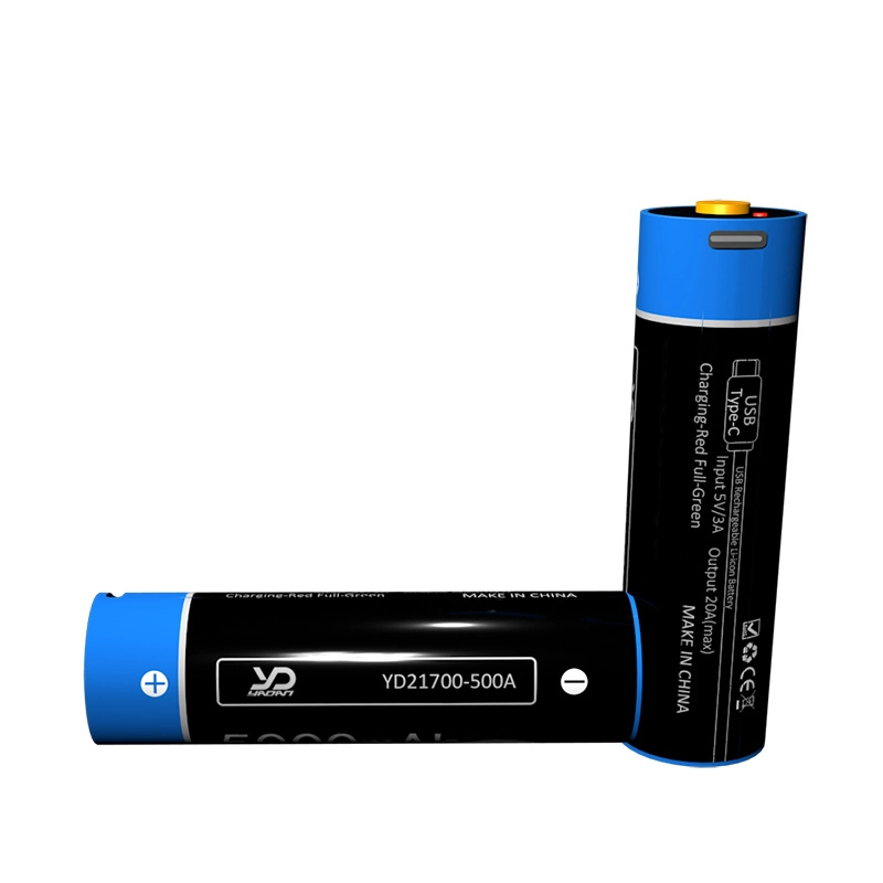 3.6V 5000mAh 21700 Flat Top USB-C Rechargeable Li-ion Battery 1