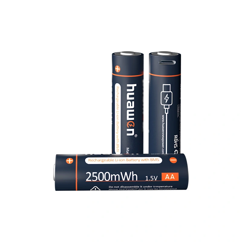 Huawen 1.5V 2500mWh AA USB-C Rechargeable Lithium Battery Replace R6/LR6/FR6/ZR6/HR6 1
