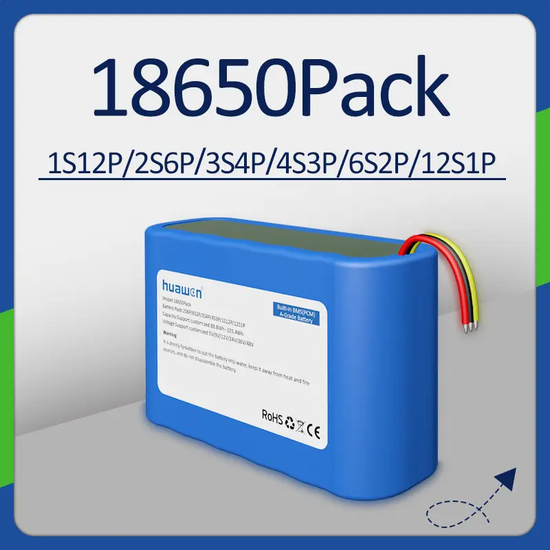 مصنع بطاريات 18650 OEM 1S12P 2S6P 3S4P 4S3P 6S2P 12S1P 1