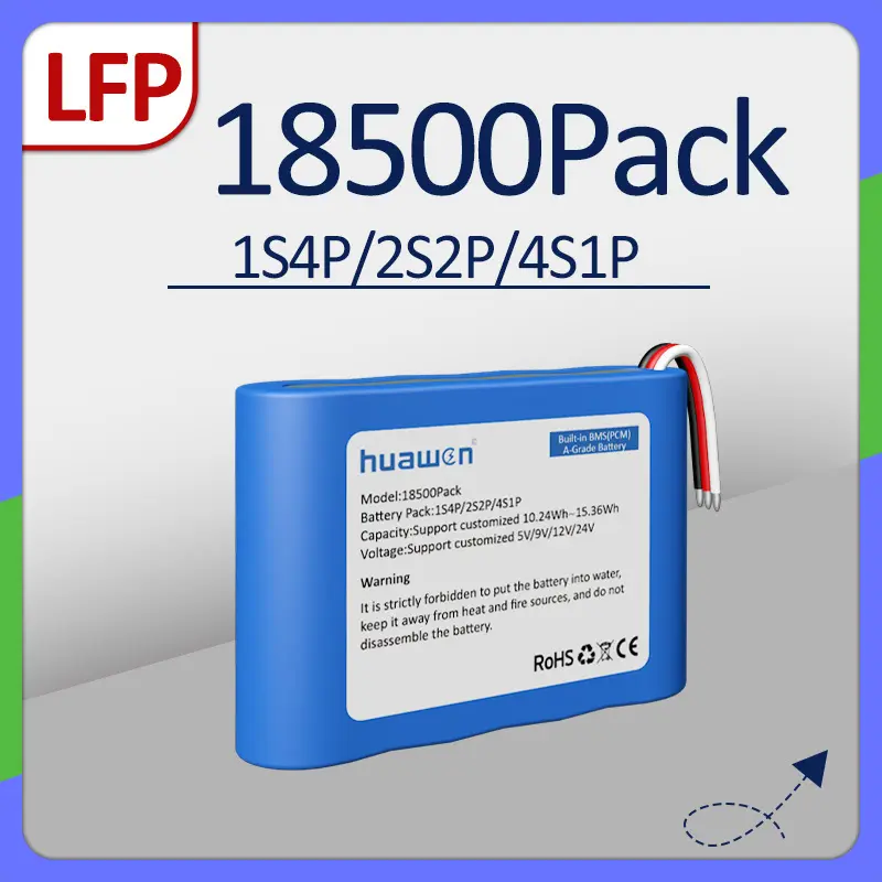 Custom 1S4P/2S2P/4S1P 3.2V 18500 LFP LiFePO4 Battery Pack Solution 1