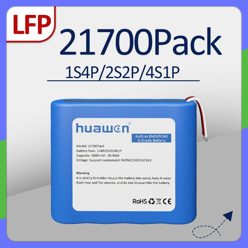 Custom 1S4P/2S2P/4S1P LFP21700 LiFePO4 Battery Pack With BMS Solution 1