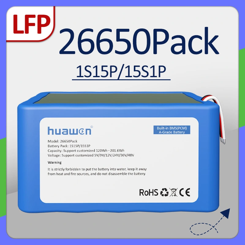 Custom 1S15P/15S1P LFP26650 LiFePO4 Battery Pack With BMS Solution 1