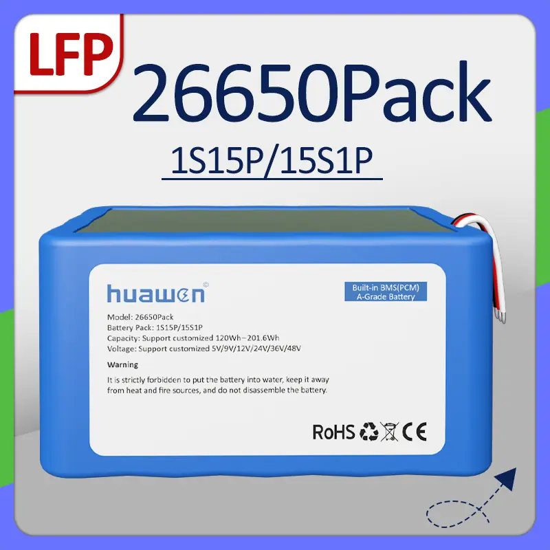Изготовленный на заказ аккумуляторный блок 1S15P/15S1P LFP26650 LiFePO4 с решением BMS 1