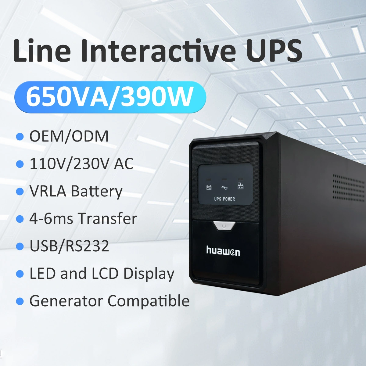 650VA/390W Line Interactive Uninterruptible Power Supply 110V/220VAC Backup Supply UPS Manufacturer 1
