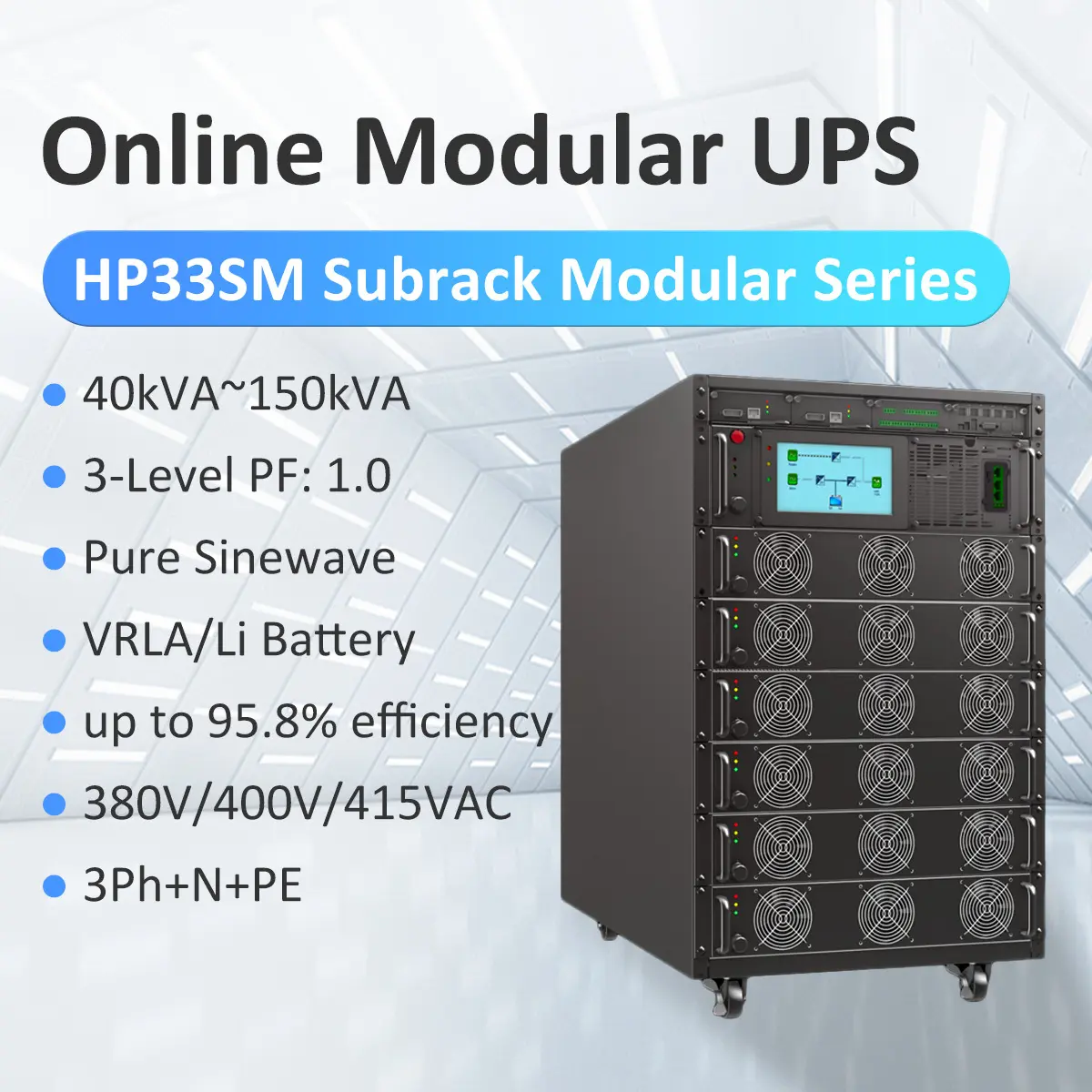 Huawen 40kVA-150kVA Subrack Modular UPS Uninterrupted Power Supply for Data Center/Industrial/Airport 1