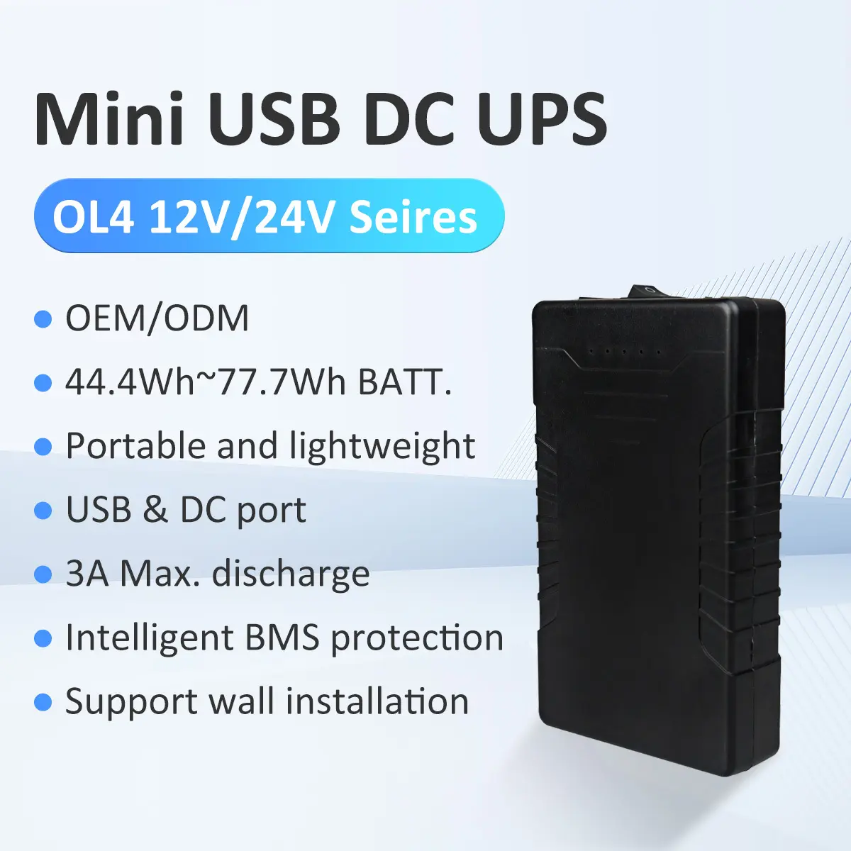 وحدة تزويد الطاقة غير المنقطعة المحمولة Huawen OL4 24V DC Mini UPS 1