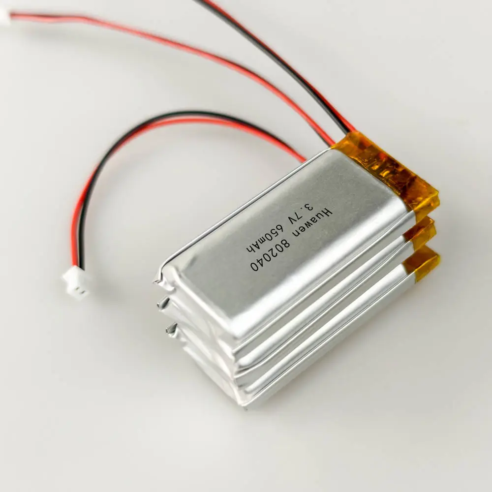 بطارية ليثيوم بوليمر 802040 3.7 فولت 650 مللي أمبير/ساعة للبيع بالجملة مع نظام إدارة البطارية/كابل/موصل 1