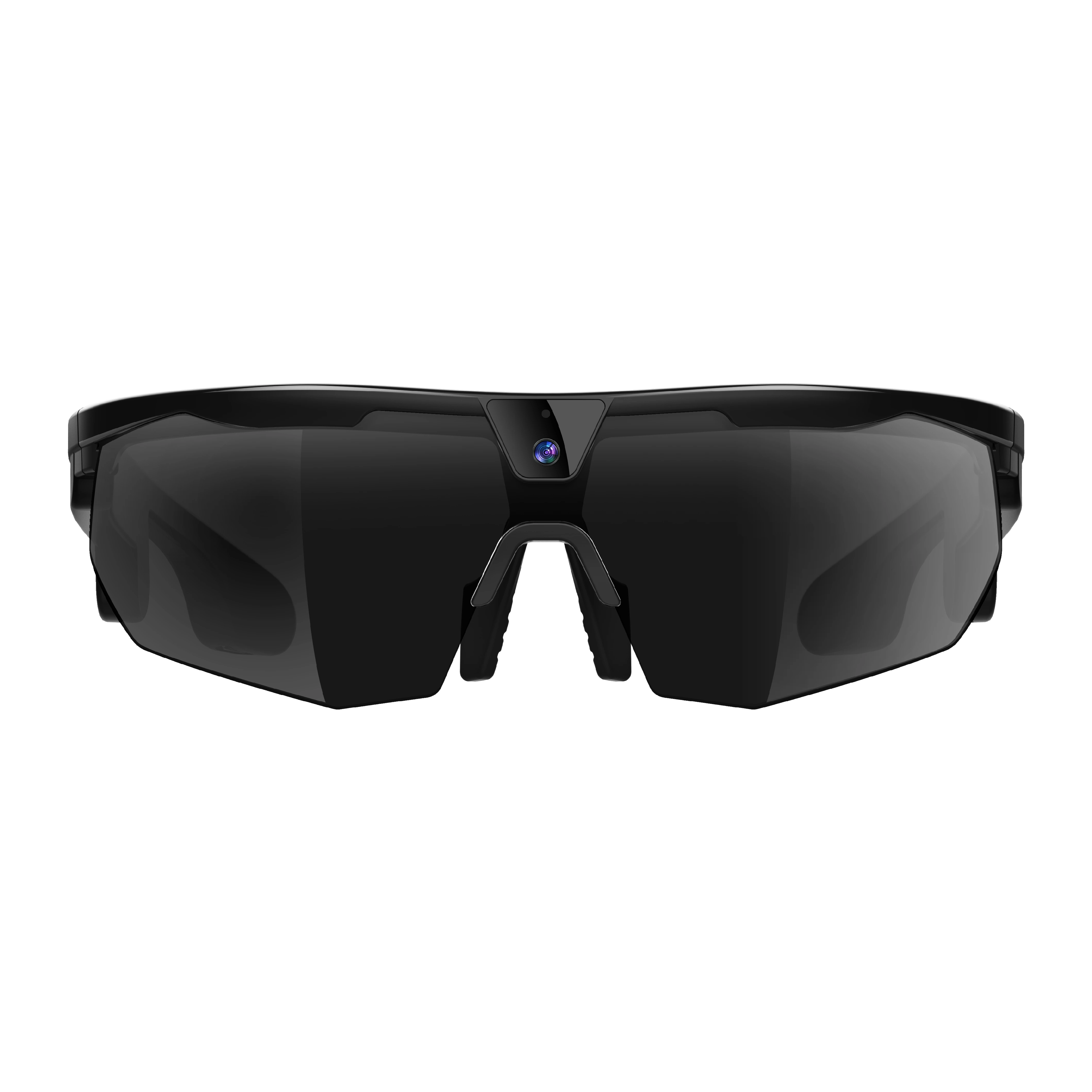 Front-facing view of Goodway W640 black AI smart glasses with dark polarized lenses.