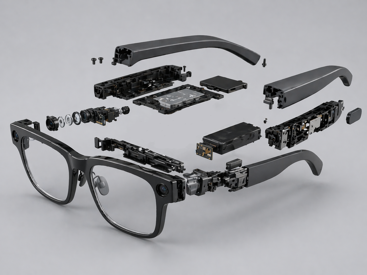 smart glasses internal structure and modular hardware design