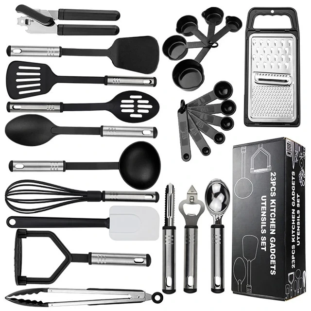 High Temperature Resistant And Odorless 25 Piece Cooking Tools Nylon Kitchen Utensils With Stainless Steel Handle Utensils Set 1