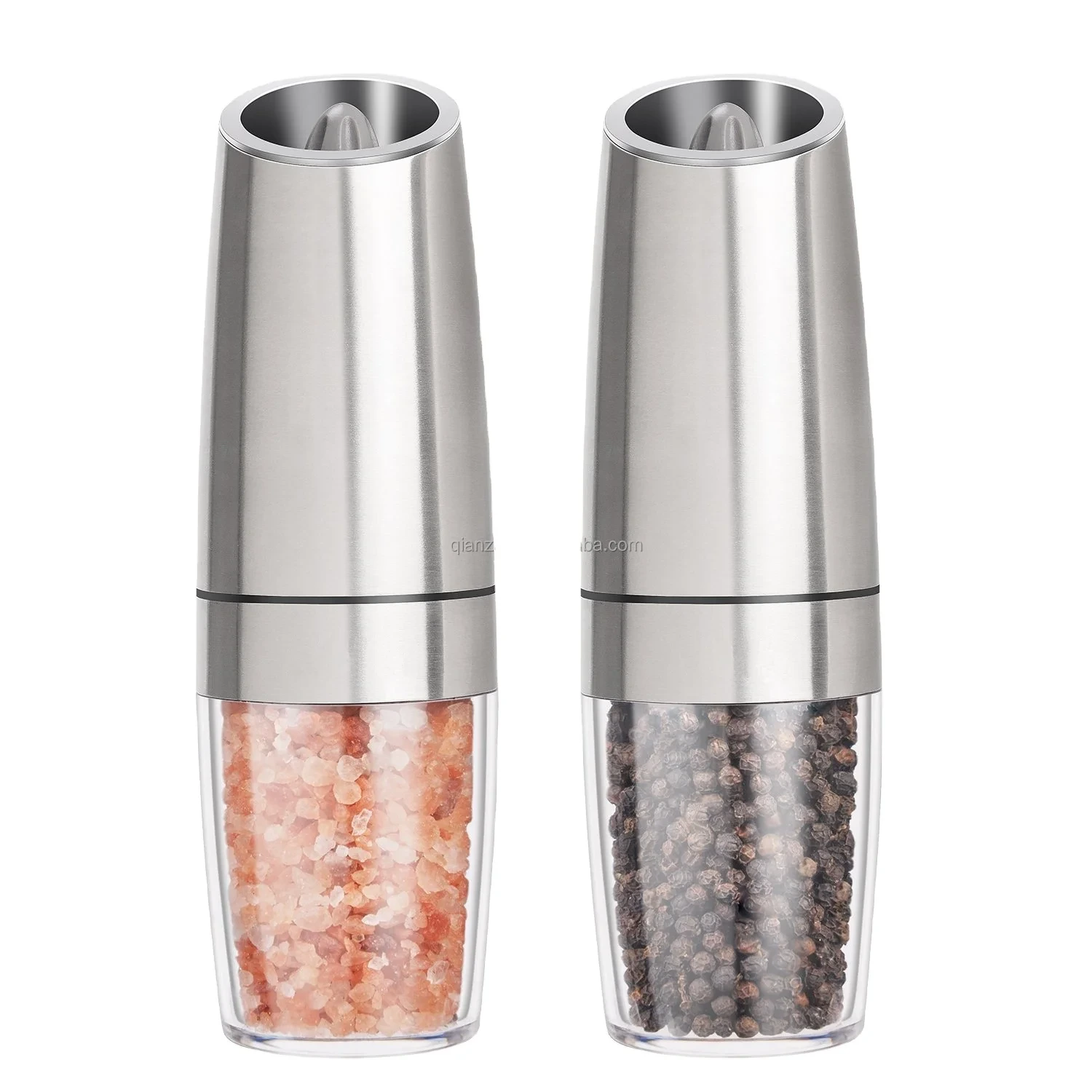 Qianzan Gravity Electric Salt and Pepper Grinder Set Printing/laser/embossedwholesale 2