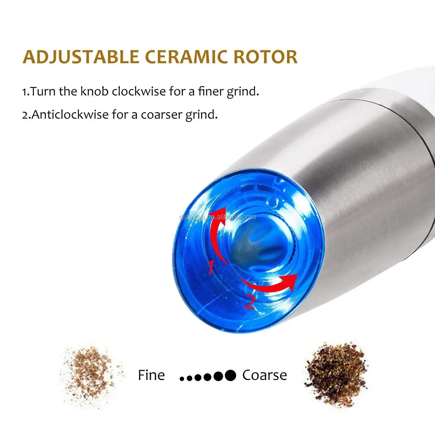Qianzan Gravity Electric Salt and Pepper Grinder Set Printing/laser/embossedwholesale 6
