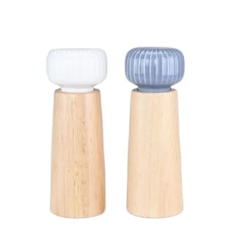 56 810 Ceramic Lid Grinder With Natural Rubber Wooden Manual Salt And Pepper Grinder 1