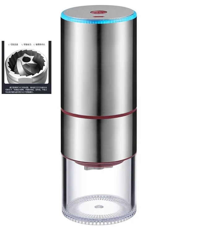 Molinillo de café recargable por Usb, molinillo de café ajustable de acero inoxidable con molinillo de café eléctrico portátil, nuevo diseño 2022 1