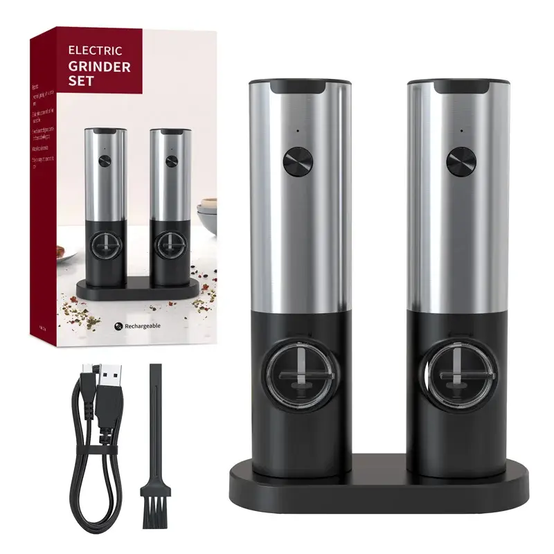 Customizedelectric Pepper Grinder Salt & Pepper Mills Stainless Natural Color 5