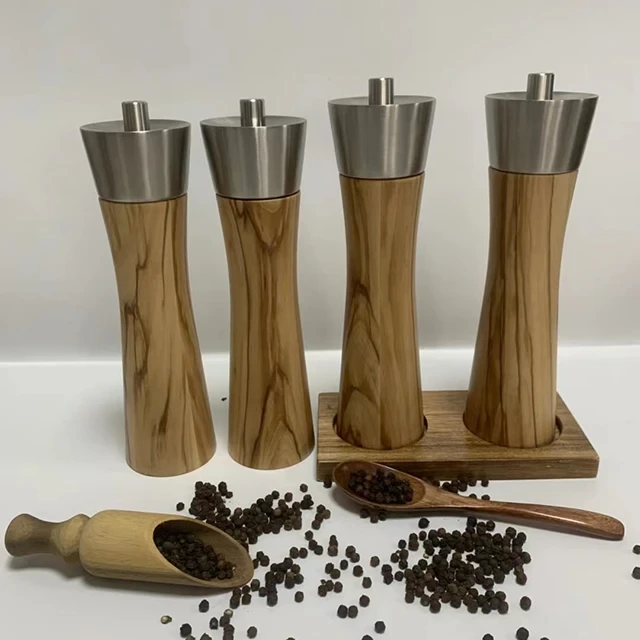 2023 I-Newset Design 8 Inch Manual Salt And Pepper Grinder Stainless Steel Lid Wood Muller Ngefosholo kanye Nesipuni 1