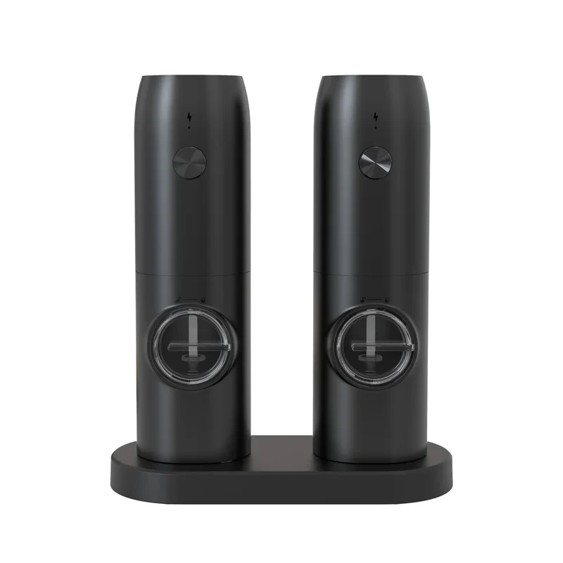 Adjustable Automatic Abs Usb Electric Salt And Pepper Grinder Mill Set With Black Stand 1