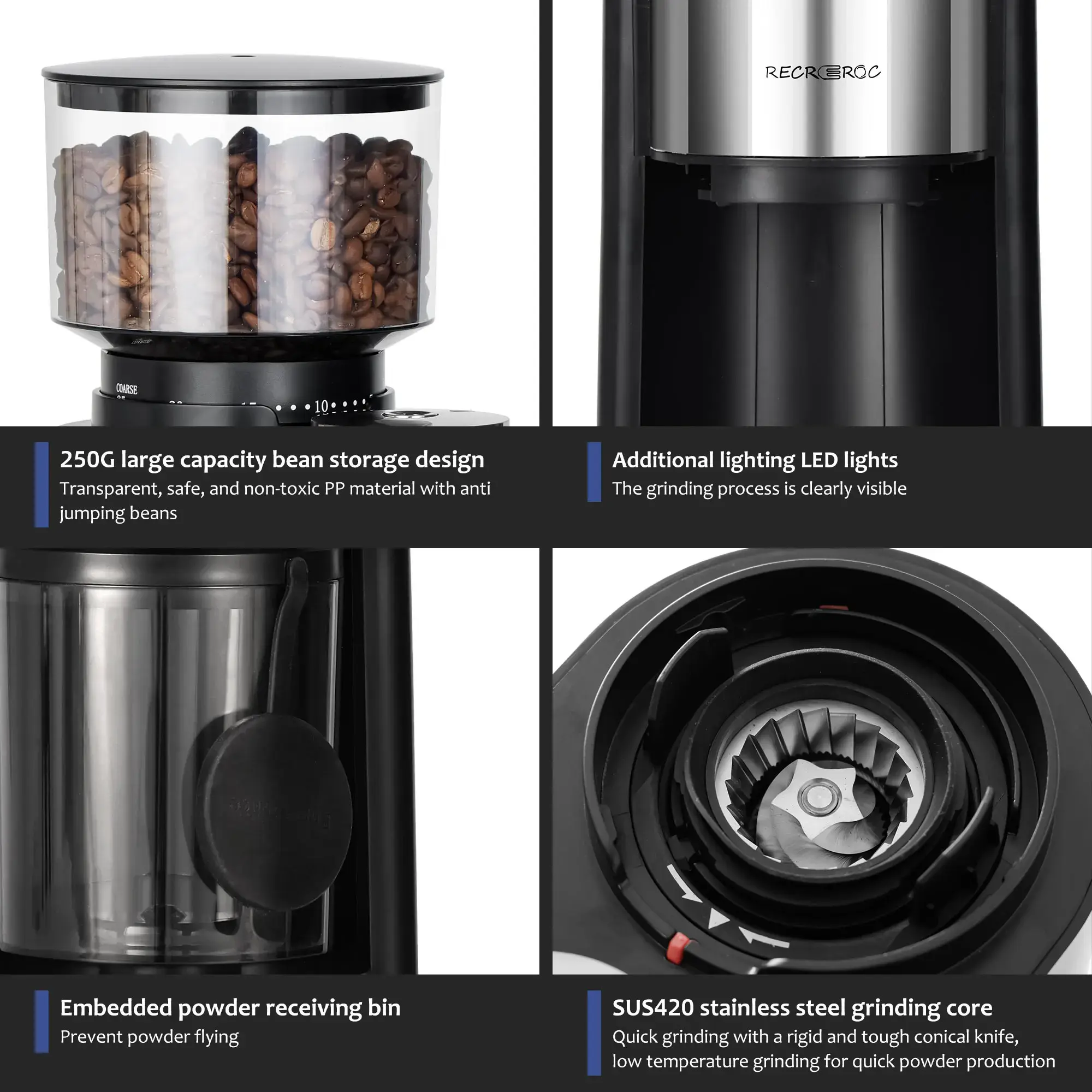 Qianzan Coffee Grinder Manufacturer Electronic Touch Controlcompany 4