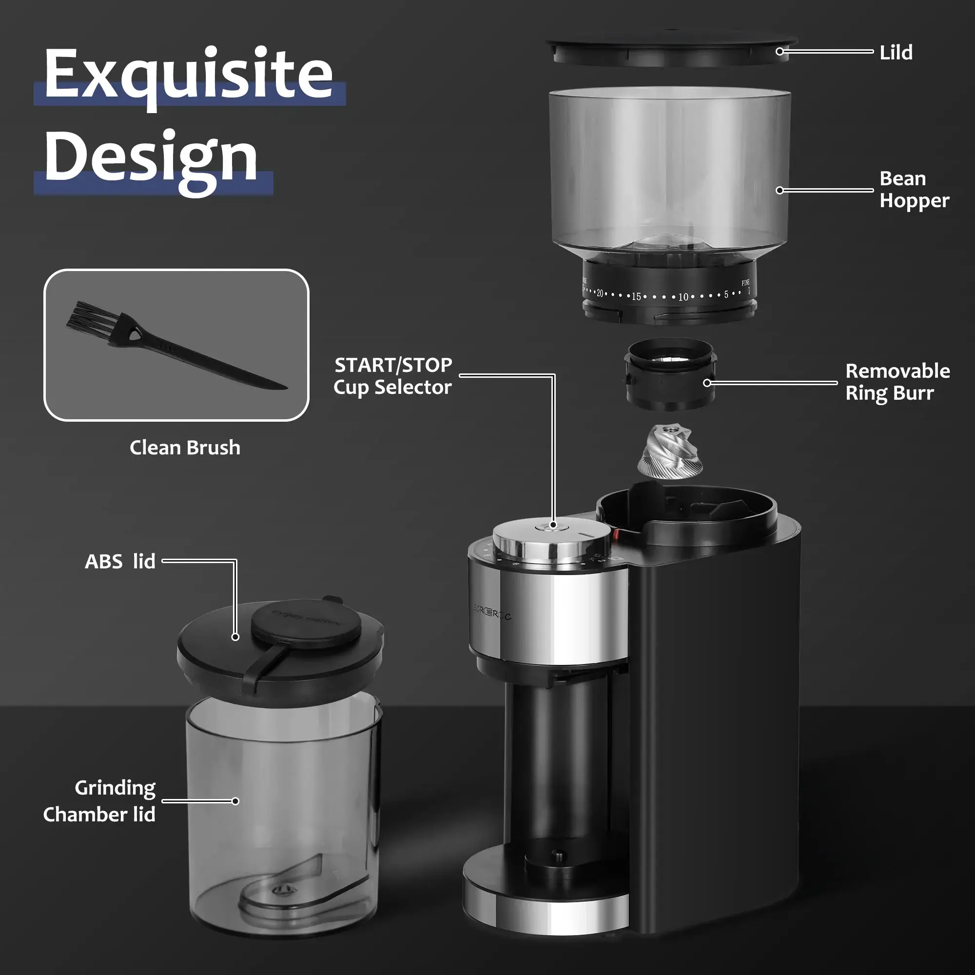 Qianzan Coffee Grinder Manufacturer Electronic Touch Controlcompany 3