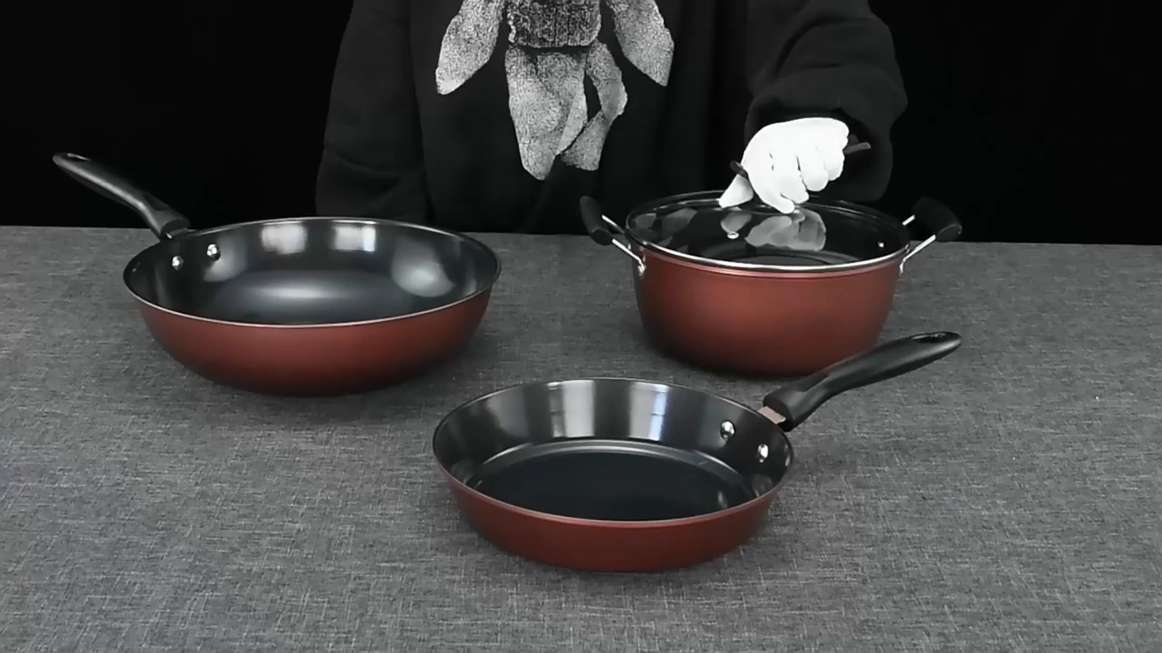 Dropshipping 3 Sets Antihaft-Wok-Pfanne Bratpfanne Suppenpfanne Wok Induktionsherd Gasherd Haushalt 1
