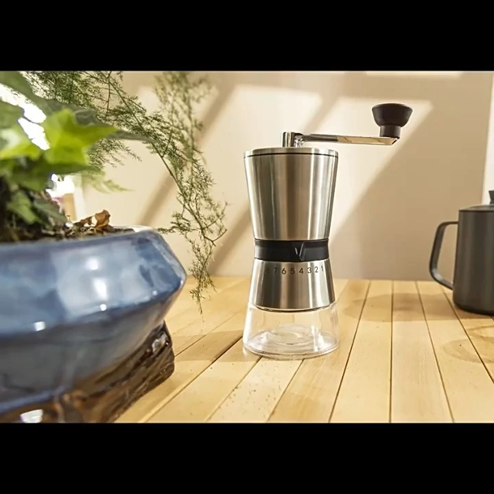 Molinillo de Café Manual de rebabas de acero inoxidable, molinillo de café de forma cónica con aspereza ajustable 1