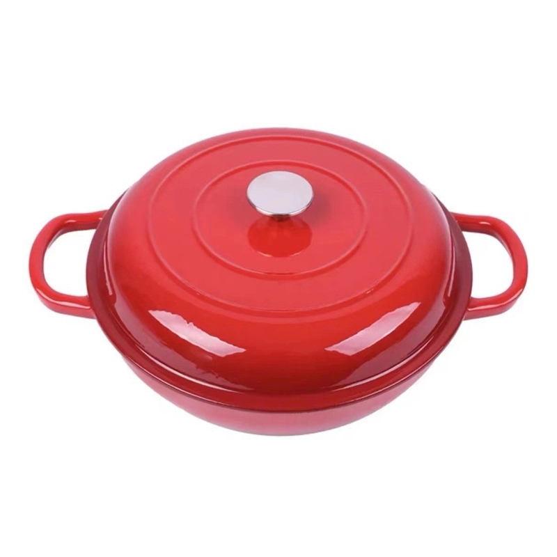Emaille-Topf für Meeresfrüchte aus Gusseisen, antihaftbeschichtet, emaillierter flacher Topf, Gusseisen-Auflauf, Suppentöpfe mit Deckel 1