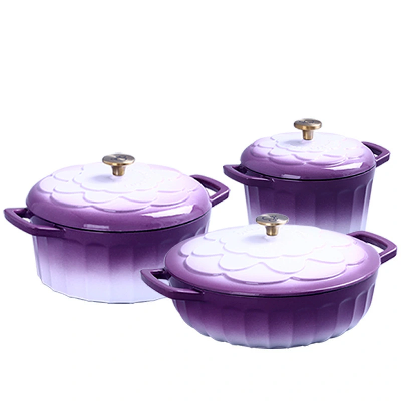 Antihaftbeschichtetes Gusseisen-Topf-Set, Emaille-Auflauf-Suppentöpfe mit Deckel 1