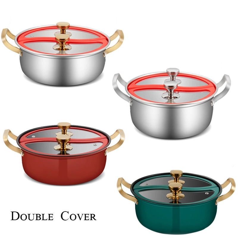 I-Nonstick Steel Multicolor Ibhodwe Elishisayo Elinambitheka Kabili elineSivalo Esikabili kanye Nembiza Yesobho Lendlebe 1