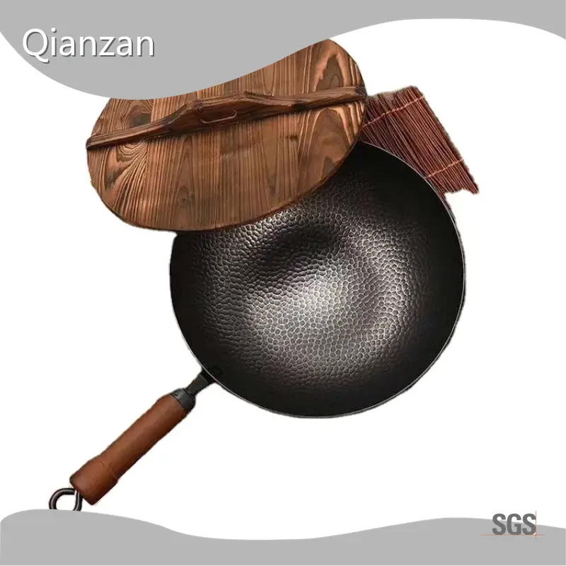 Professionalbest Carbon Steel Cookware Hot Sale Cast Iron Chinese Wok Pan with Wooden Handle Sustainable 1