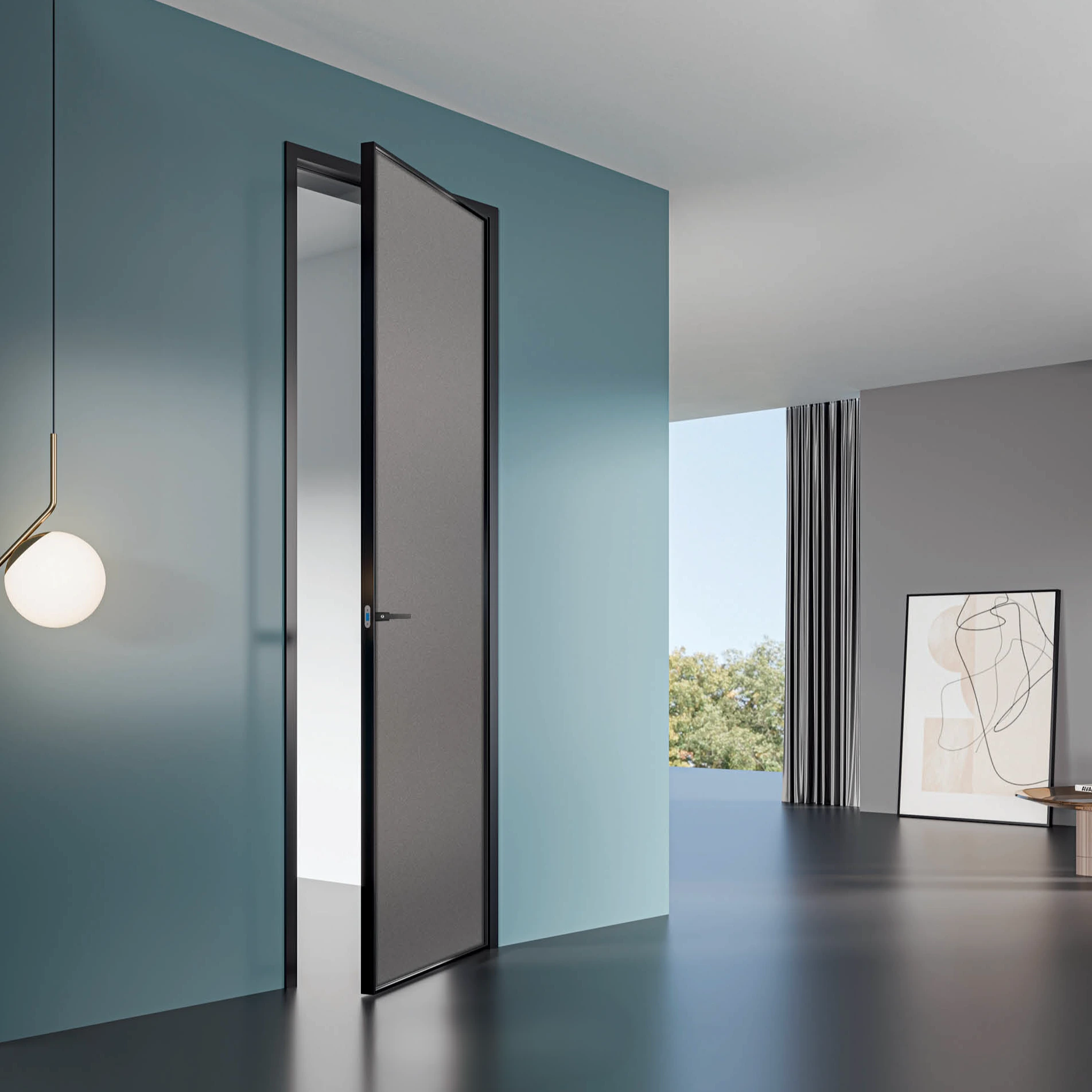 Portes de verre de salle de bain coulissantes modernes surdimensionnées ultra minces surdimensionnées 1