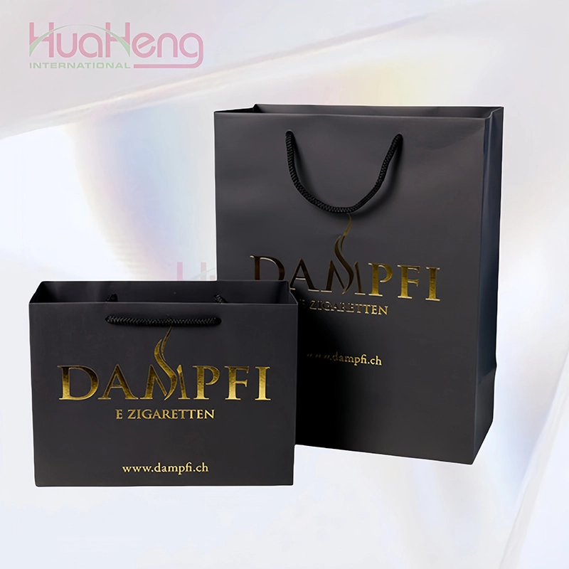 Hua Heng Luxurious Black Paper Bag with Gold Foil - Upscale Tote in Chanel-Inspired Materials 1