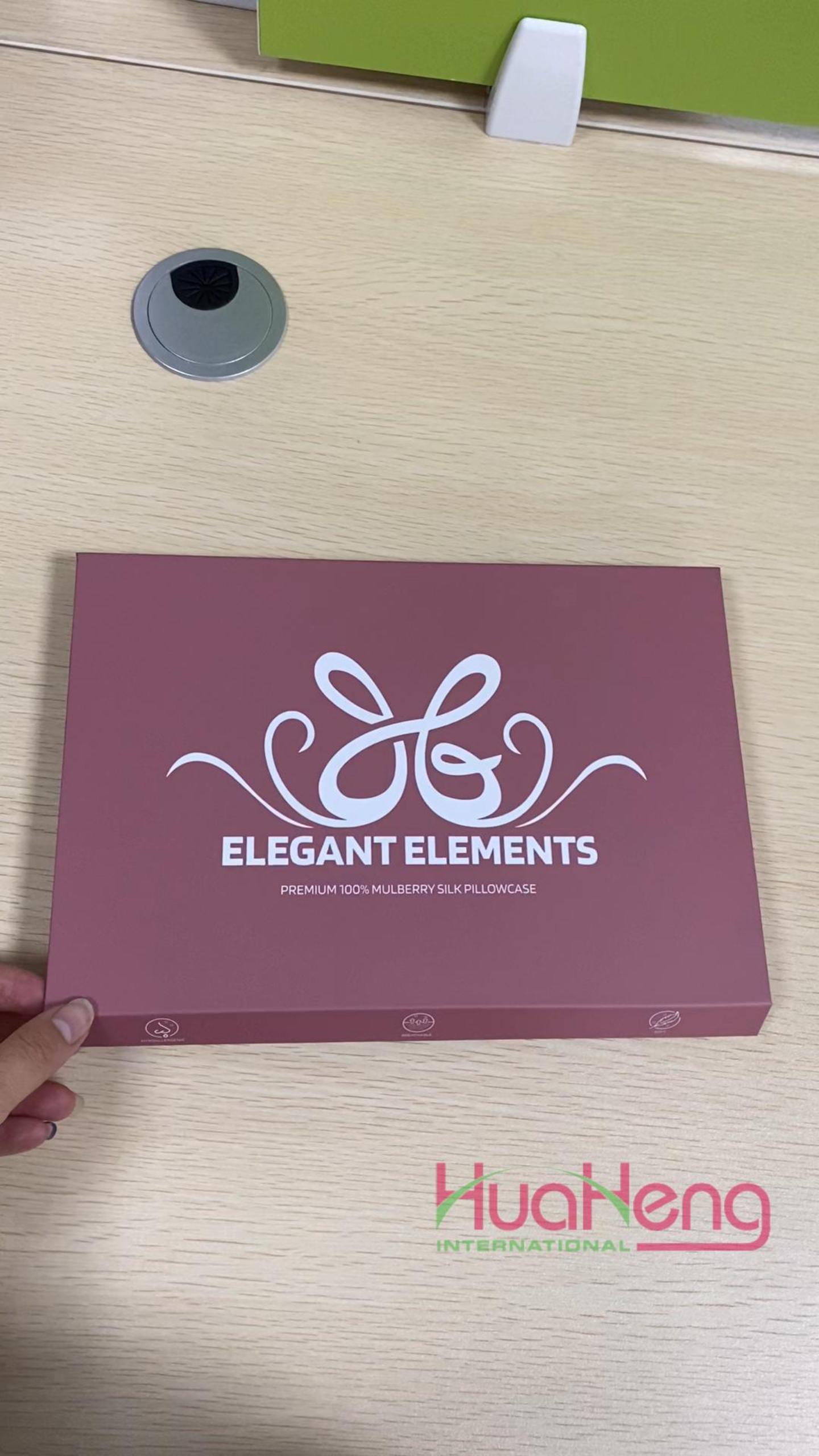 Descanso elegante: caja de embalaje de funda de almohada de seda rosa con cierre magnético