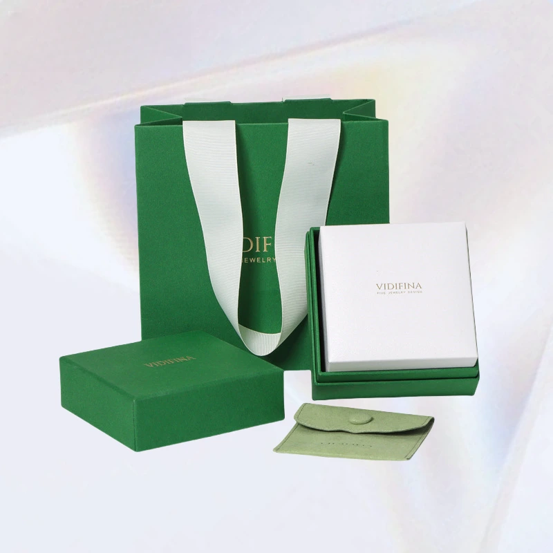 Eco-Friendly Green Lift-Top Jewelry Box Customization: Full-Set Jewelry Packaging Solution 1