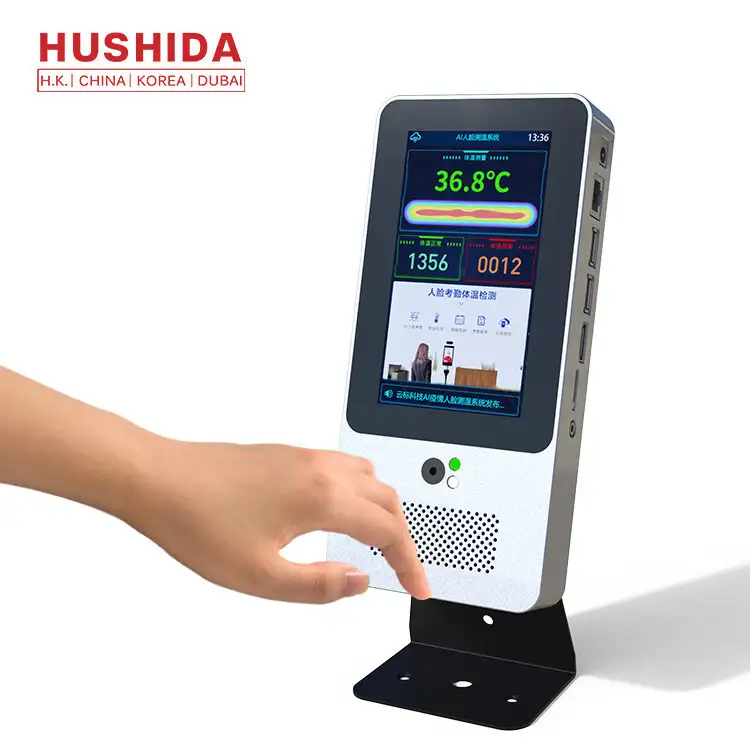 Multi Language IP65 Intelligent Body Temperature Kiosk With Facial Recognition 1
