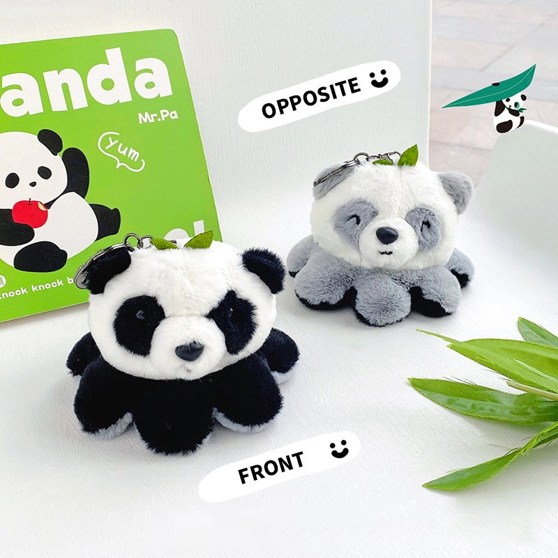 Cuddle Panda Series Fabric Doll Buckle Panda Flip Flop Keychain Accessory Plush Pendant RANHONG 1
