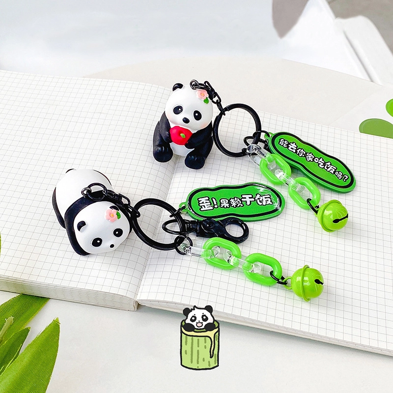 Cuddle Panda Series Dry Rice Panda Keychain Accessories Resin Bag Pendant Wholesale Manufacturers Ranhong 1