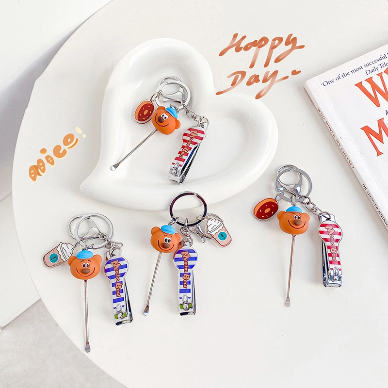 Pendant YSK02636 Bagel Bear Series Mocha Bear Nail Clippers Keychain Gadgets Accessories RANHONG 1