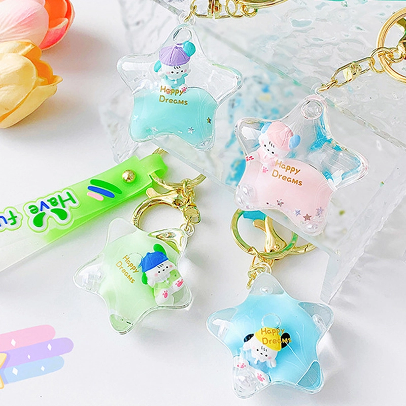 Dogs love school series star puff dog into oil PVC hand leash keychain accessories wholesale RANHONG 1