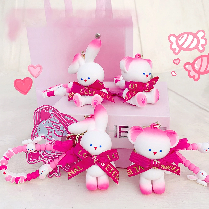 Silicone pendant Peach Peach Gift Season Series Gift Season Bear Rabbit PVC Hand Strap Keychain Accessories RANHONG 1