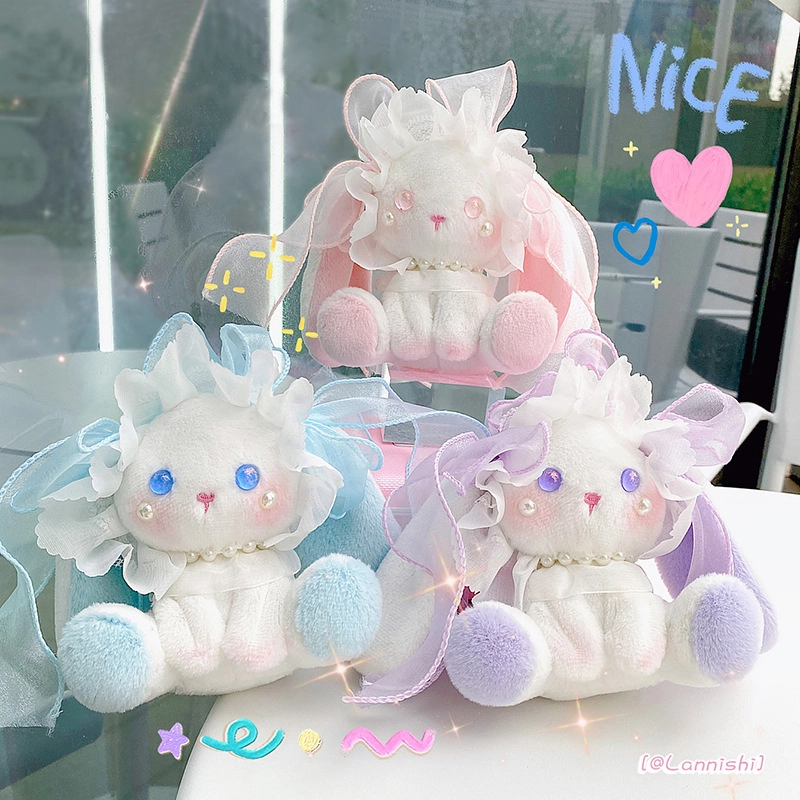 Plush bag keychain accessories Lolita series fabric doll flower fairy rabbit pendant RANHONG 1